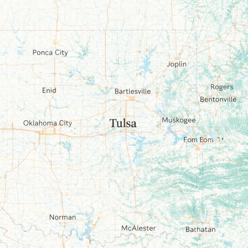 Map of Oklahoma highlighting cities like Oklahoma City, Tulsa, Stillwater, and mountain ranges including Wichita, Arkansas, and Ouachita Mountains